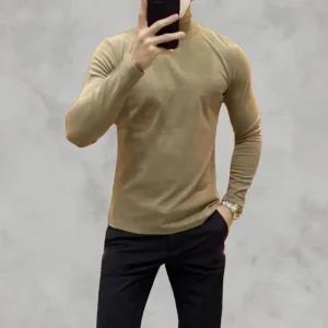 [옷자락]남성 클래식 하프넥 텐션 무지컬러 긴팔 티셔츠