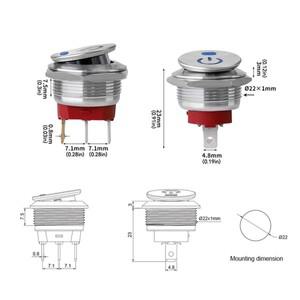 22mm 금속 자동차 토글 스위치 버튼 로커 스테인레스 스틸 12V 20A 잠금 2 ON-OFF 3 핀
