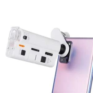 스마트폰 현미경 확대경100배율 LED UV램프망원경 휴대용 관찰 줌 부착 돋보기 렌즈