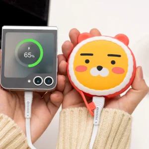 카카오프렌즈 페이스 양면 손난로 보조배터리 핑크 라이언 1개입