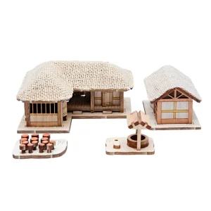 영공방 HO 초가 ㄱ자 4칸세트 (YM603)모형조립용품 만들기 만들기키트 어린이용 즈용 만들기완구 나무 재료