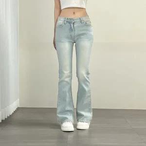 [신세계라이브쇼핑][옷자락] 여자 로우라이즈 골반 부츠컷 슬림핏 워싱 청바지