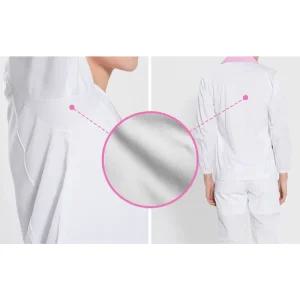 겨드랑이 등 스판 조리사 가운 복영양사 까운 흰가운 하얀 흰색 사유니폼 사위생 반팔 여자 식당 요리 위생