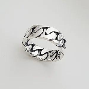 925실버 볼드 면 체인 남자 여자 은반지