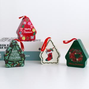 유알티홈 크리스마스 미니 트리 틴케이스 선물 상자 티백정리함 다용도보관함 소품함