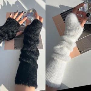 [하프클럽/유유존]앙고라핸드워머 털 팔 손토시 롱워머 겨울 패션