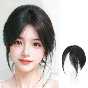 키라비 여자 정수리 가발 100% 인모 수제 부분가발 자연스러운 탑커버 YHP330