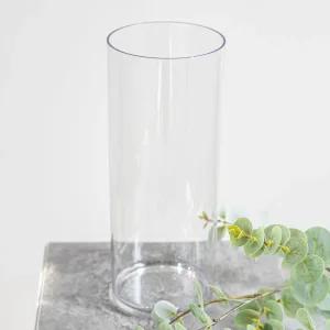 PET 원형 원통 긴 화병 실린더 12x30cm 조화꽃 전용 꽃병 투명 플라스틱 인테리어 장식 소품 오브제