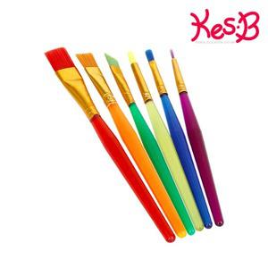 다양한 모양의 어린이 무지개 붓 6종 세트 미술도구 굵은붓 얇은붓 물감 색칠