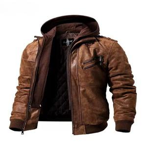 오토바이 가죽 자켓 후드 코튼 캐주얼 남성용