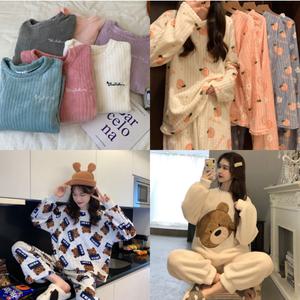 고등학생 토끼 성인 동물 기숙사 여하생 곰돌이 오리 극세사 잠옷 기모 겨울 캐릭터 원피스