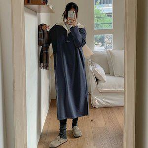 [공구우먼] [제작] 츄르니 기모 카라 롱 원피스 78689 빅사이즈여성의류