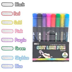아웃라인펜 8색 테두리펜 다이어리 캘리그라피 꾸미기 마커펜