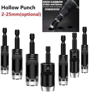 펀칭기 1pc 2mm 25mm 가죽 구멍 펀치 육각 생크 탄소강 어댑터 벨트 펀칭 전기 기계
