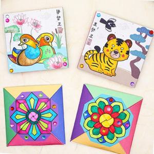 4인용 전통 민화 색칠하기 어린이 딱지 치기 놀이 딱지만들기 유아미술수업