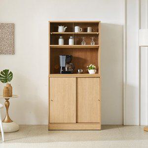 [동서가구] 빈티오 800 슬라이딩 통문수납장+유리상부장 세트 DF926464