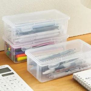 플라스틱통 책상 펜정리 투명 수납함 수납함 책장수납함 정리수납함 다용도수납함 투명수납함