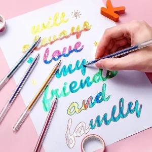 메탈 글리터 반짝이 볼펜 12색 세트/어린이/유아/키즈/다이어리/데코/꾸미기/필기/그림펜/다꾸/드로잉/컬러