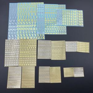 친환경에폭시 골드/실버 알파벳 반짝이 에폭시 수지 금속 장식 스티커 영어 문자 번호 UV 충전 필러