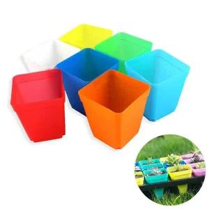 소형 다육식물 화분 사각 플라스틱 컬러 녹색 인테리어 용기