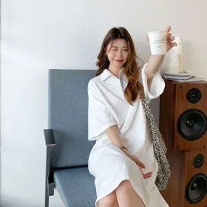 [하프클럽/]여성 롱원피스 면원피스 패션 카라 카라넥원피스