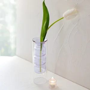 벨라 버블 이중유리 화병 (6type) (3단(퍼플))장식 화병꽃 소품 글라스 글라스병 투명병 꽃병 유리병