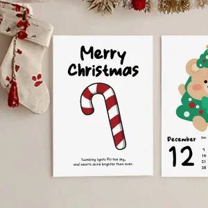 [파티아일랜드]A4 크리스마스 캔디케인 포스터 빈티지 감성 인테리어 카드 엽서