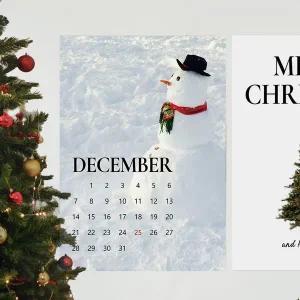 [파티아일랜드]A3 크리스마스 눈사람 달력 포스터 빈티지 감성 인테리어 카드 엽서