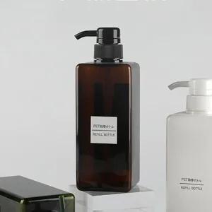 (브라운) 욕실 디스펜서 사각 리필용기(650ml)/리필공병/리필용기/물비누통/펌핑통/펌핑용기/샴푸통/세제통