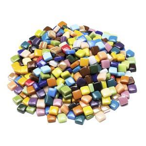 라냐니 2파운드 예술 및 공예용 생동감 넘치는 유리 모자이크 타일, 화려한 벌크 루즈 모자이크 유리 조각 사각형 돌 타일, 1/2인치, 500개