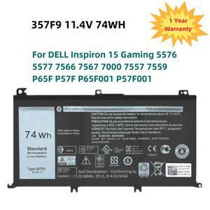 새로운 11.4V 74Wh 357F9 배터리 DELL Inspiron 15 게임용 5576 7566 7000 P65F 노트북