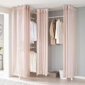 [오늘출발]이지온 ㄱ자 코너형 드레스룸 4단 커튼 행거 EO-S413 폭 145~175cm