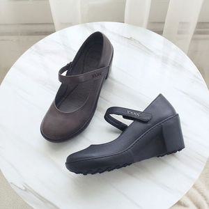 [빅사이즈]양가죽 수제화통굽여성구두 메리제인 웨지힐 펌프스 2color플랫폼슈즈 7cm