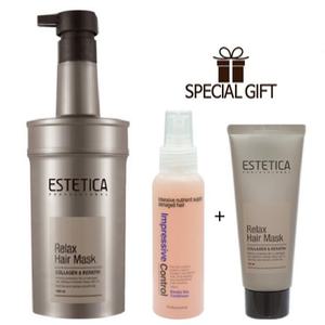 에스테티카 릴렉스 헤어 마스크/헤어팩 1000ml+휴대용 100ml+케라틴 스프레이형 컨디셔너 투페이스 100ml