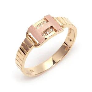 14K 반지 H 큐빅 옐로우/레드 콤비 금반지 NAC8545