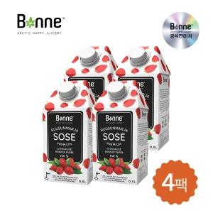 [본네]프리미엄 로즈힙 퓨레 주스 500ml x 4개 소비기한 2025-12-04