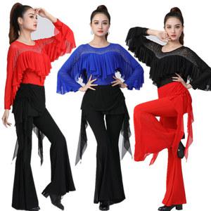 장구 댄스복 공연복 성인 라인 하이넥 세트 워십복 난타 블라우스 강습복 댄스티