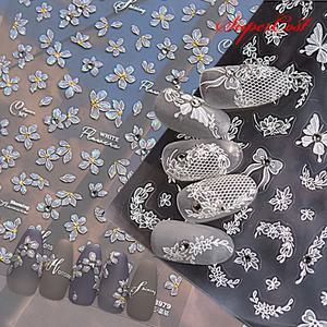 네일아트 수정포인트 꽃 리본 나비 네일 엠보스티커