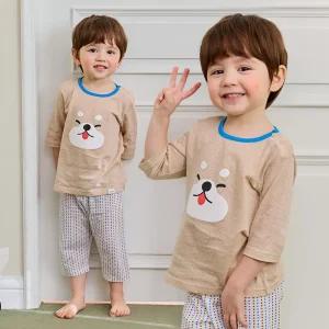 도트도그 칠부내의 무형광 국내원단 유아 아동 실내복 상하의세트 아기선물