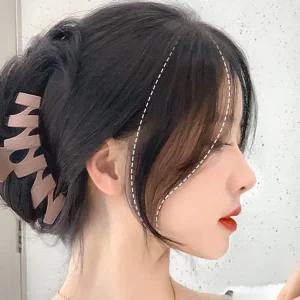 [뿌이뿌이가발] 자연스러운 인모 옆 앞머리 시스루 뱅 부분가발 똑딱이 좌우 2P세트