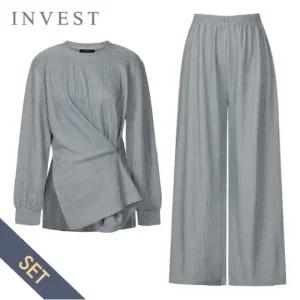 [인베스트] 크로스 플리츠 티셔츠+팬츠 세트_IN5F1TS6521