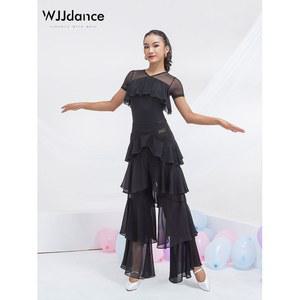 라인댄스 캉캉이 줌바커트 스판밴딩허리 쉬폰소재 바지 블랙 댄스복