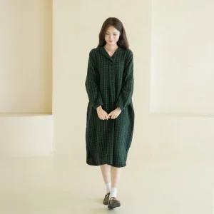 엄마옷 마담4060 빈티지고방체크원피스 여성 내추럴포엠 데일리룩 롱 -ZOP2510001-