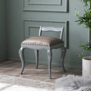 [리체갤러리] 수입 프렌치 엔틱가구 원목 빈티지엔틱 미엘 그레이 등받이 스툴