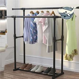 튼튼한 이중 행거 수납 대형 옷장 공간 절약 스탠드옷걸이 옷걸이행거