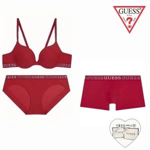 게스언더웨어 (선물포장) 게스 에센셜 풀컵 아웃밴드 레드 남여커플속옷세트(GLL1R2R01/GLL1P2P01/GUL1J1J0