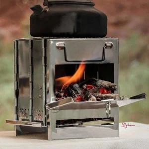 캠핑미니난로 접이식 전기 캠핑용 히터 화목 텐트 장작 연통ghi719