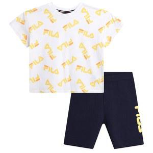 필라 걸스 반바지 세트 - 부드러운 통기성 용 바이커 반바지와 여아용 반팔 셔츠 2피스 (2T-6X)