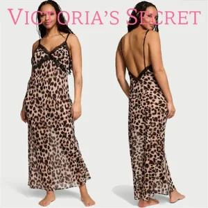 갤러리아 빅토리아시크릿 쉬폰 롱슬립 레오파드 롱드레스 프리미엄 호피