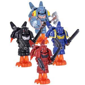 중세 기사 전쟁 10cm 포즈 가능 수집품 40K 피규어 - 블루 골드 갑옷 얼굴 디자인